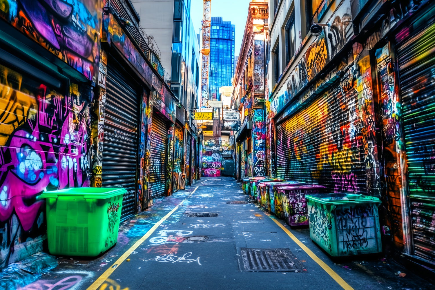 Graffiti Artwork Colorful Alleyway Graffiti Walls Graffiti Backdrops UK LXX58-261