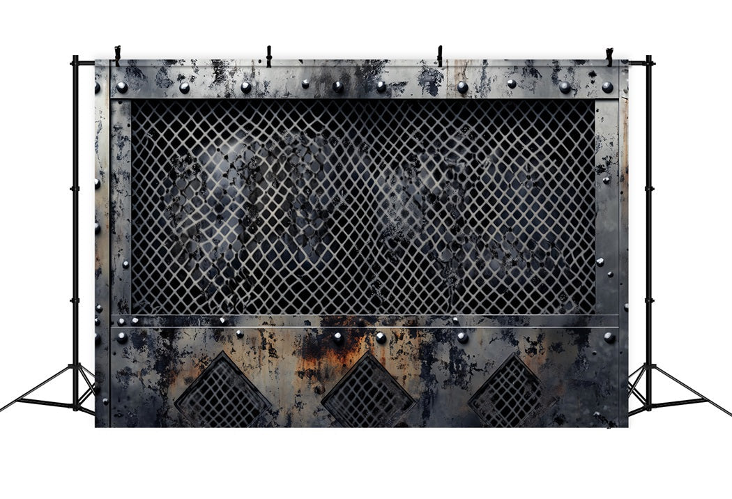 Black Whiter Graffiti Wall Graffiti Rusty Steel Grunge Grid Graffiti Backdrop UK LXX58-266