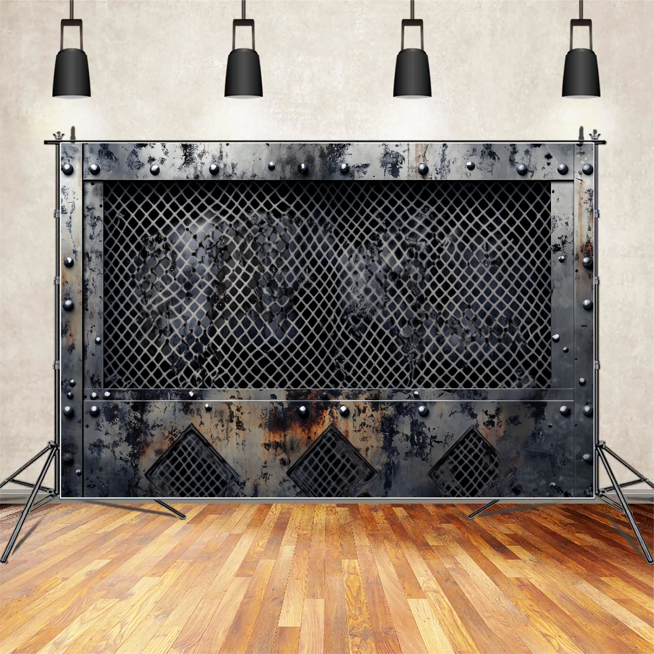 Black Whiter Graffiti Wall Graffiti Rusty Steel Grunge Grid Graffiti Backdrop UK LXX58-266