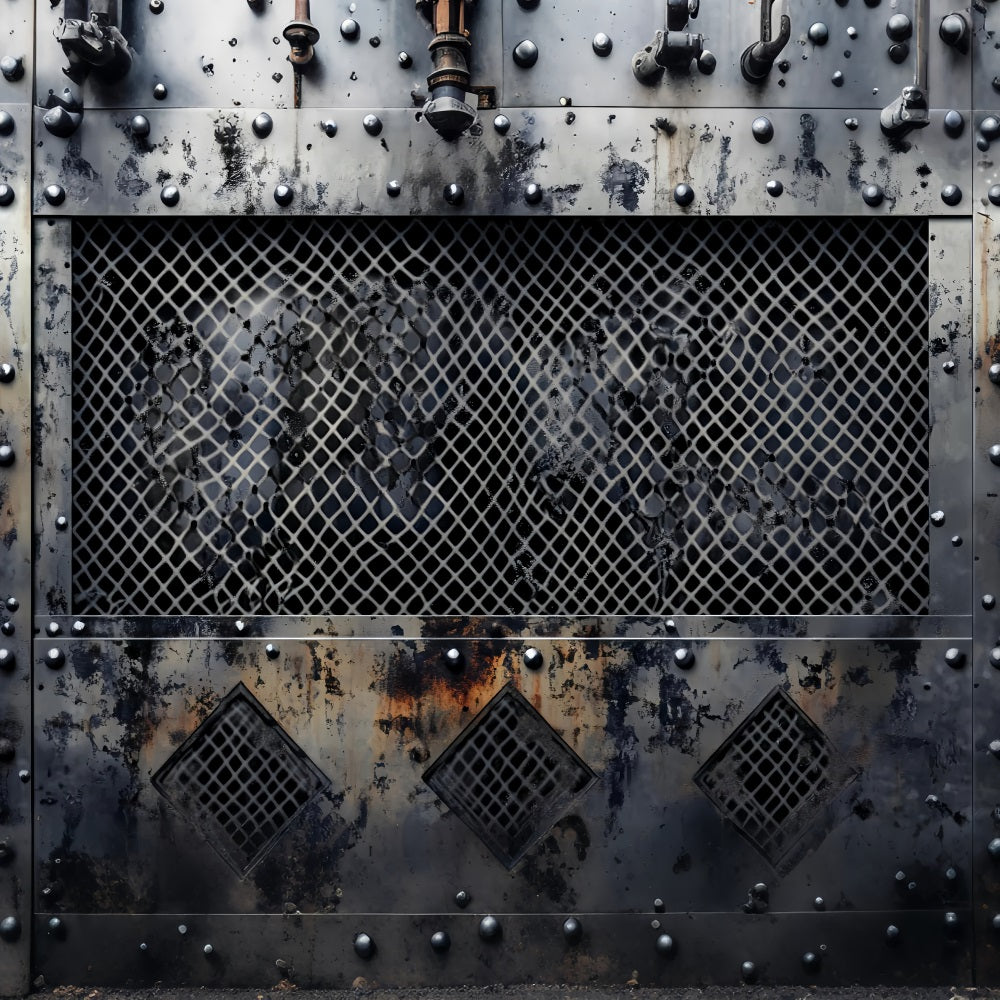 Black Whiter Graffiti Wall Graffiti Rusty Steel Grunge Grid Graffiti Backdrop UK LXX58-266