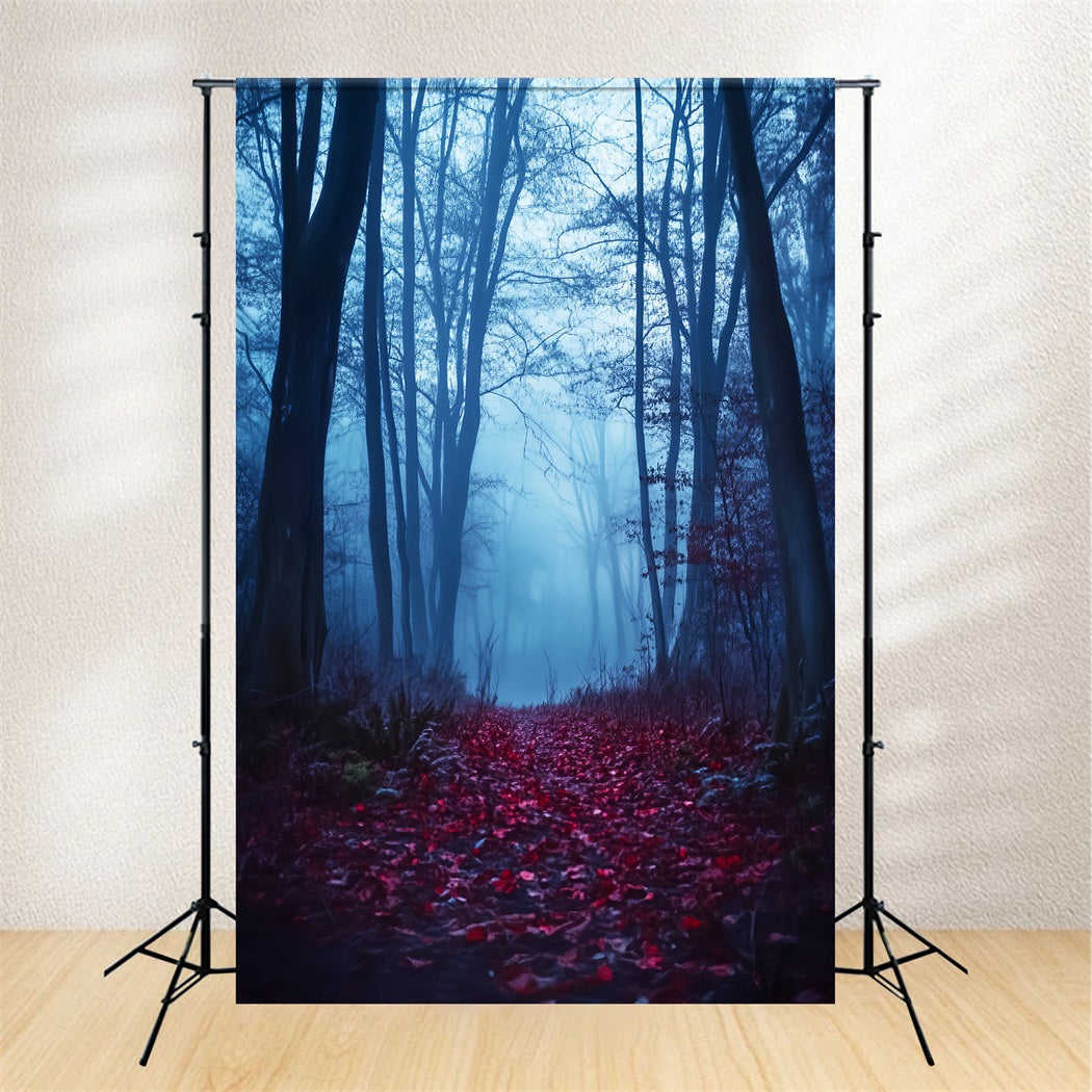 Spooky Forest Crimson Path Foggy Woods Forest Backdrop UK LXX58-271