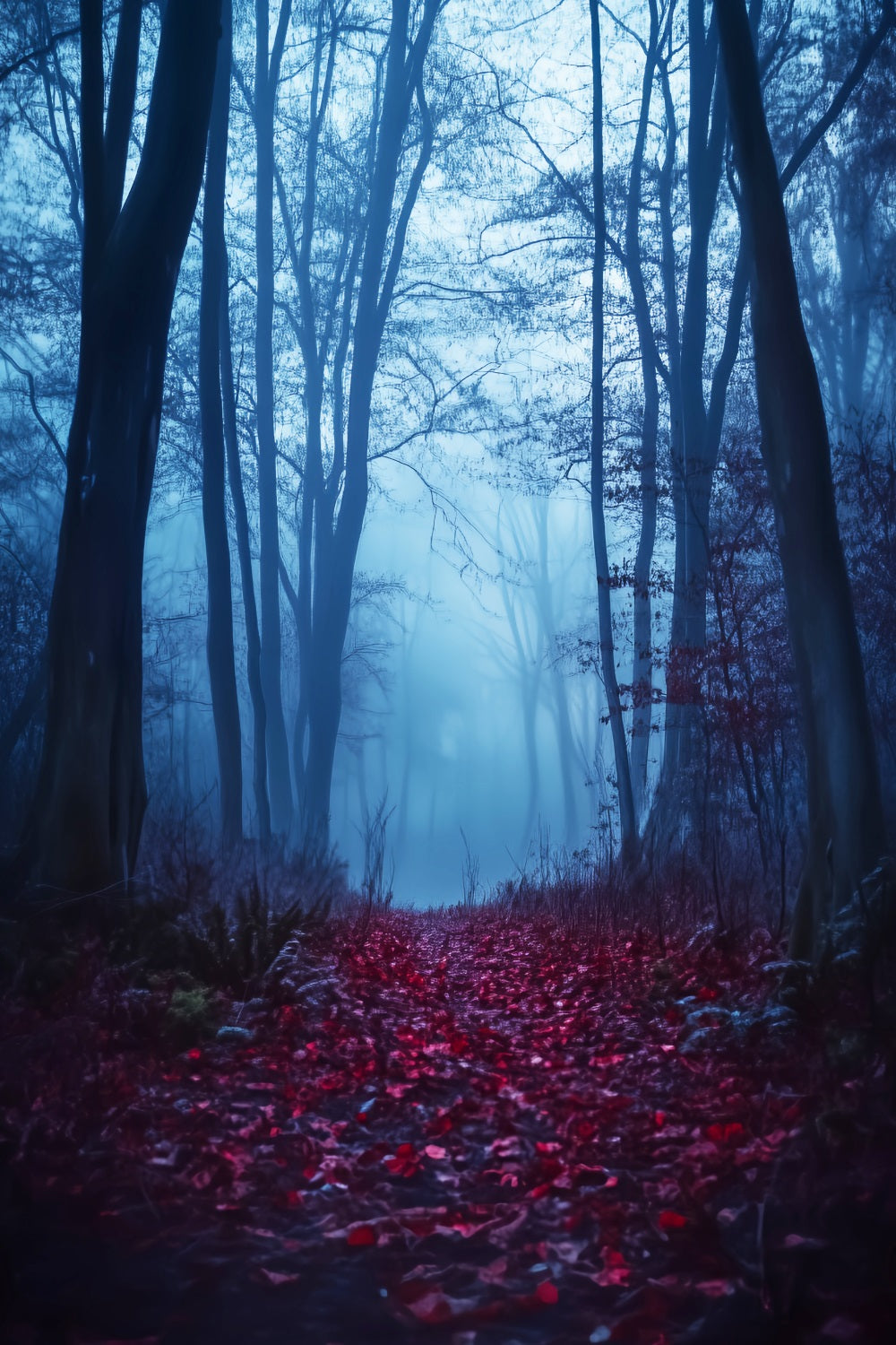 Spooky Forest Crimson Path Foggy Woods Forest Backdrop UK LXX58-271