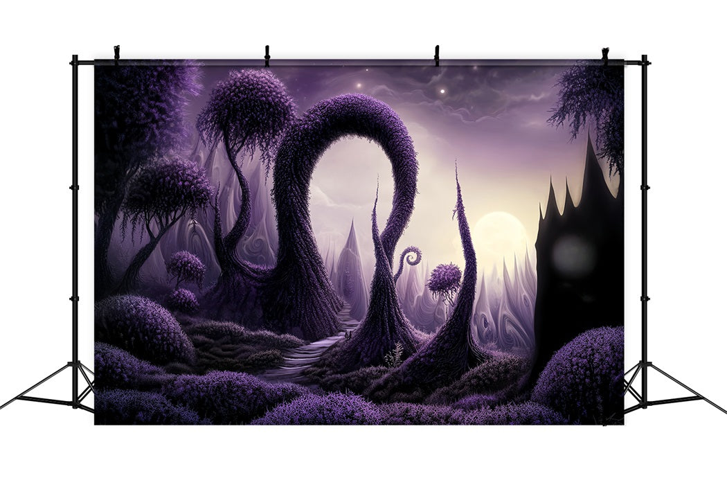 Dark Haunted Forest Enchanted Purple Twisted Woods Forest Backdrop UK LXX58-282