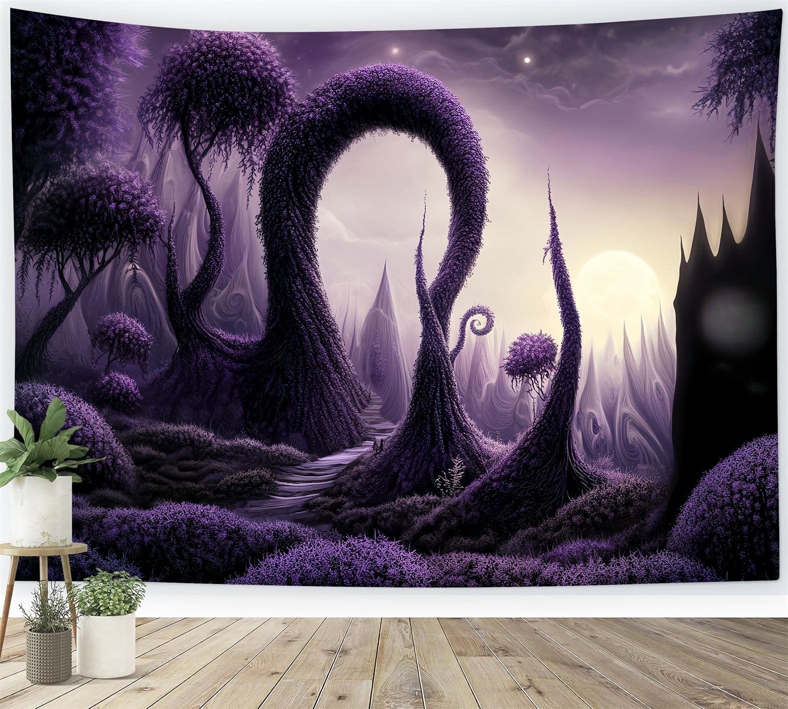 Dark Haunted Forest Enchanted Purple Twisted Woods Forest Backdrop UK LXX58-282