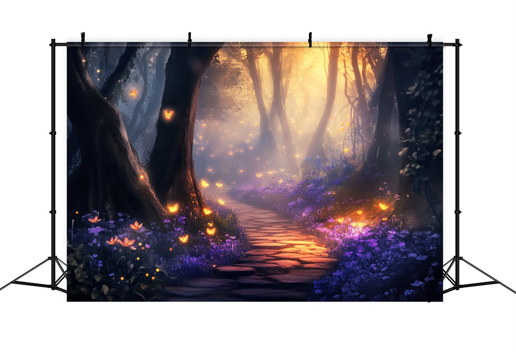 Enchanted Forest Golden Butterfly Fairy Path Magical Forest Backdrop UK LXX58-284