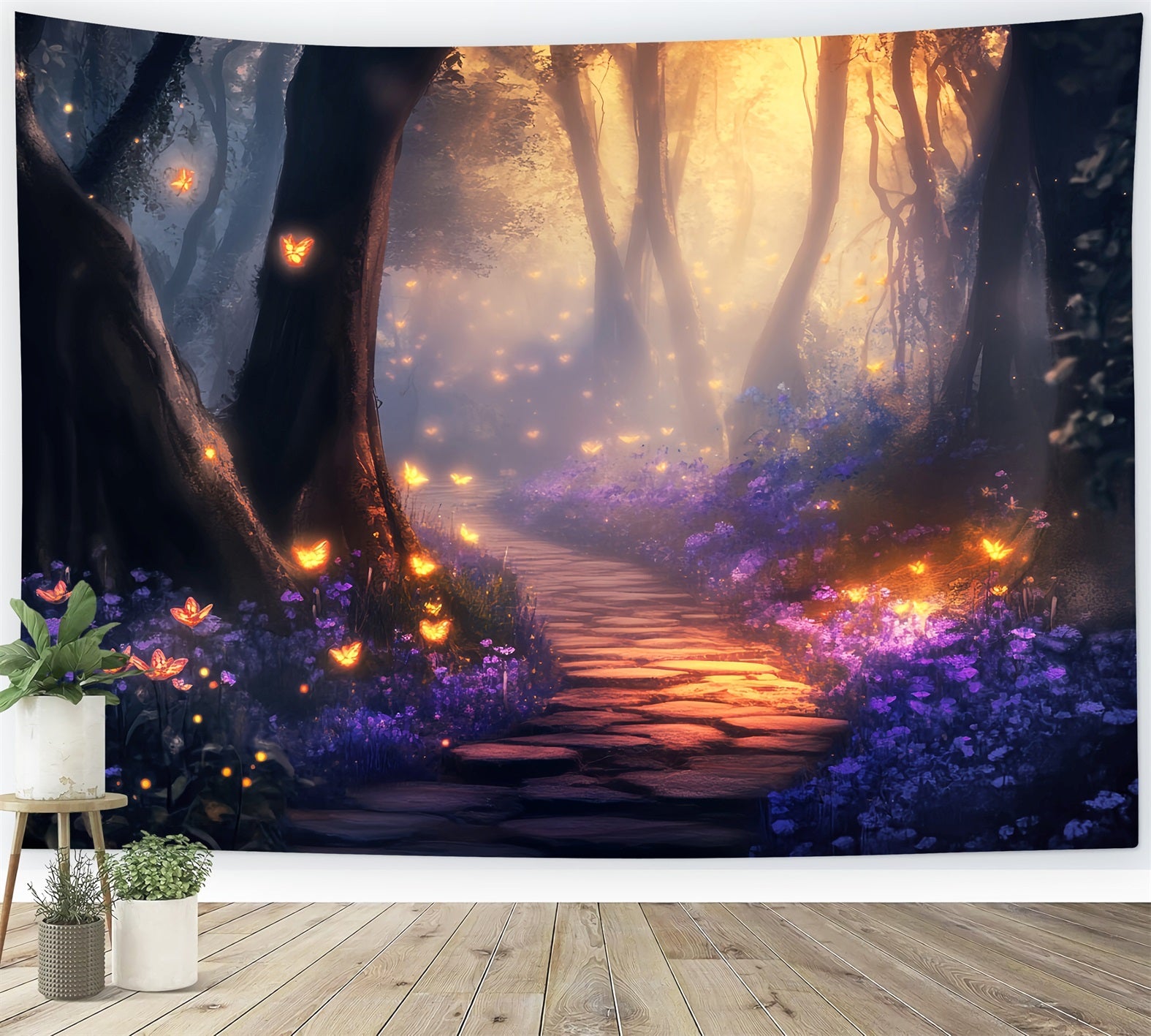 Enchanted Forest Golden Butterfly Fairy Path Magical Forest Backdrop UK LXX58-284