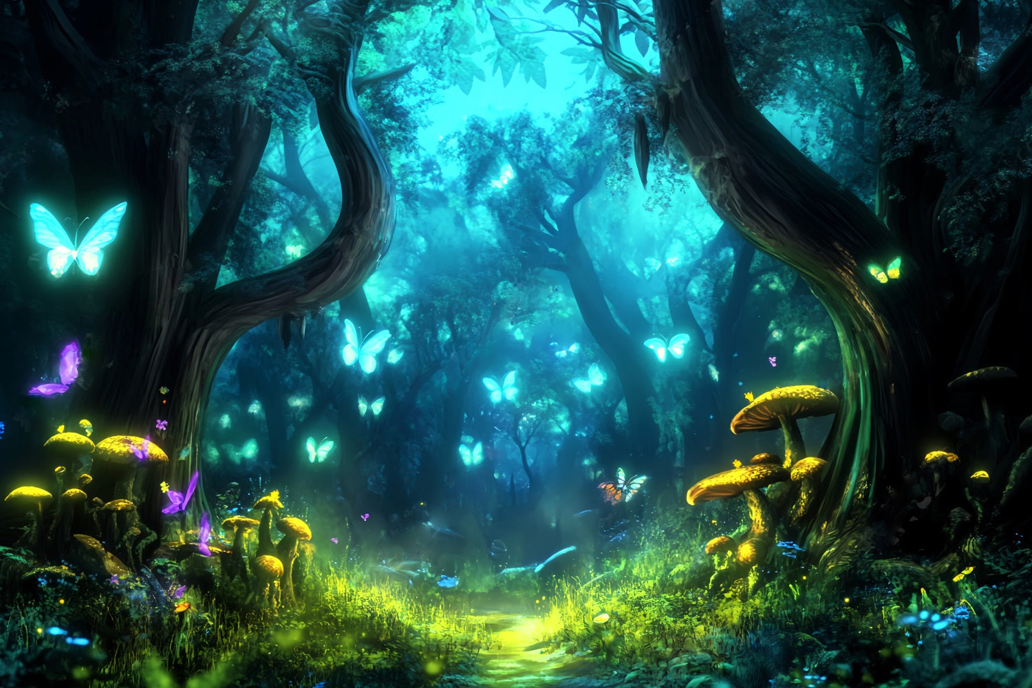 Magical Fairy Forest Glowing Butterfly Enchanted Woods Forest Backdrop Ideas UK LXX58-285