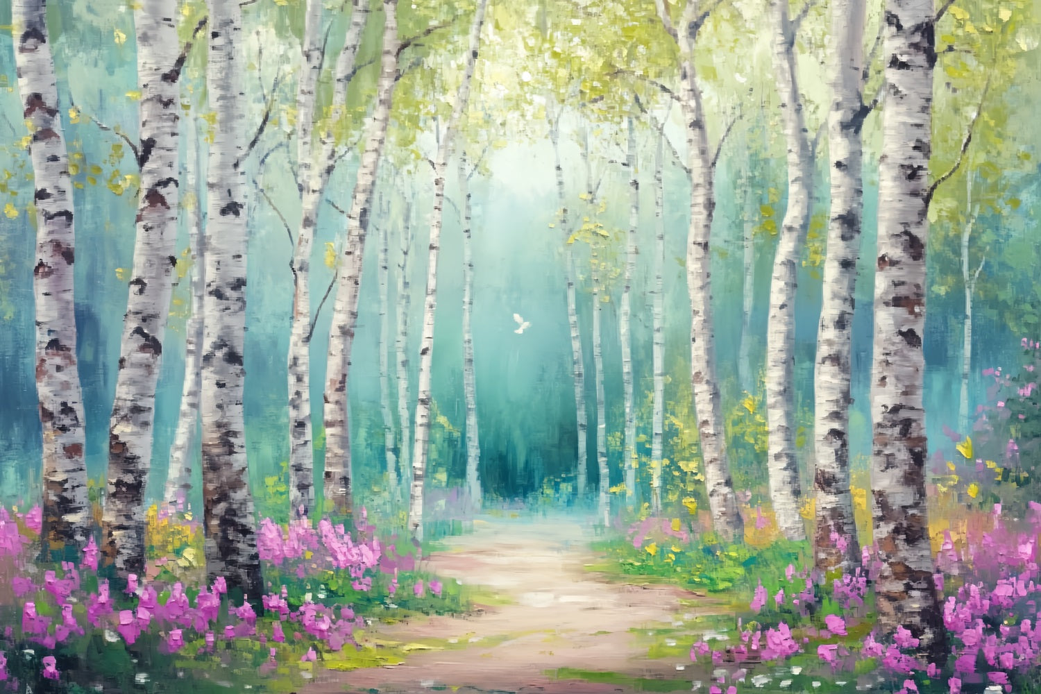 Enchanted Fairy Forest Birch Grove Blooming Pathway Fairytale Forest Backdrop UK LXX58-288