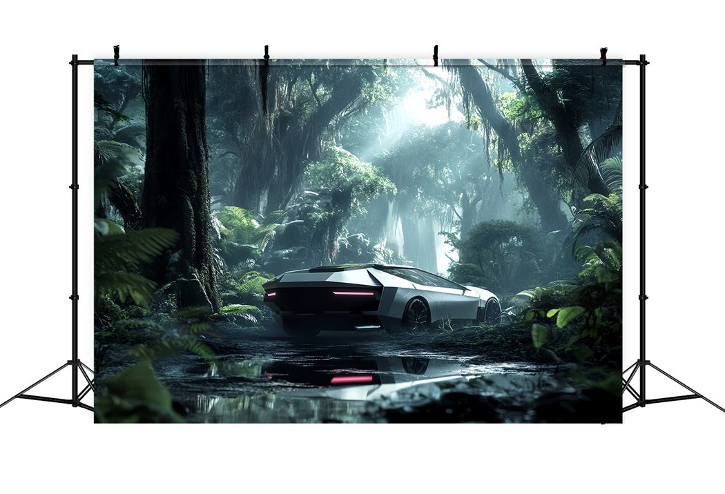 Rainforest Futuristic Car Jungle Mist Forest Backdrop Photography UK LXX58-291
