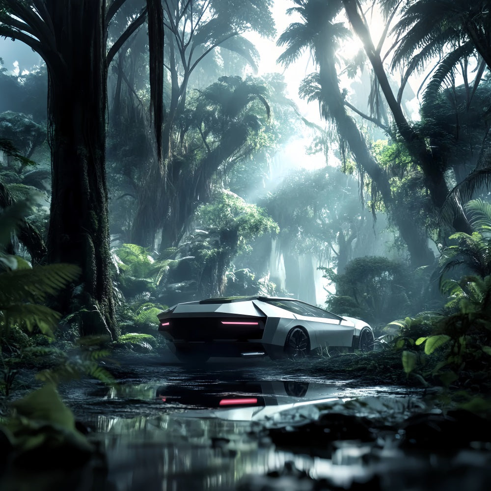 Rainforest Futuristic Car Jungle Mist Forest Backdrop Photography UK LXX58-291
