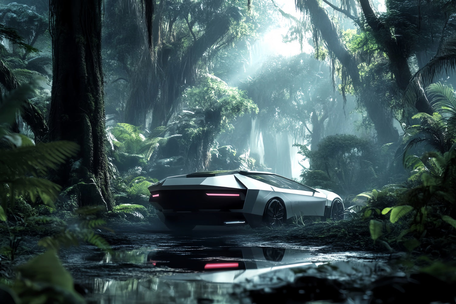 Rainforest Futuristic Car Jungle Mist Forest Backdrop Photography UK LXX58-291