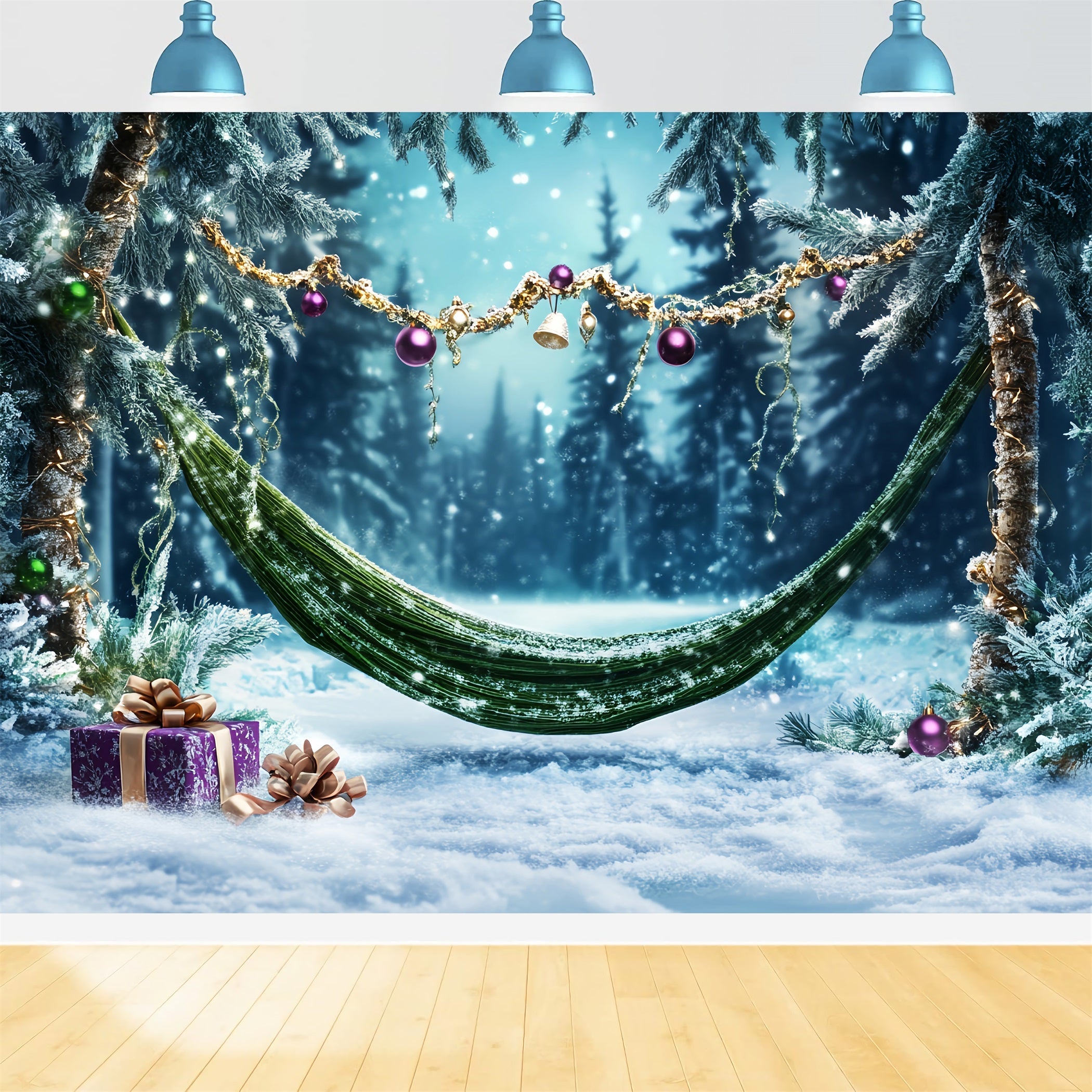 Pine Christmas Forest Winter Hammock Gift Ornaments Forest Backdrop UK LXX58-311