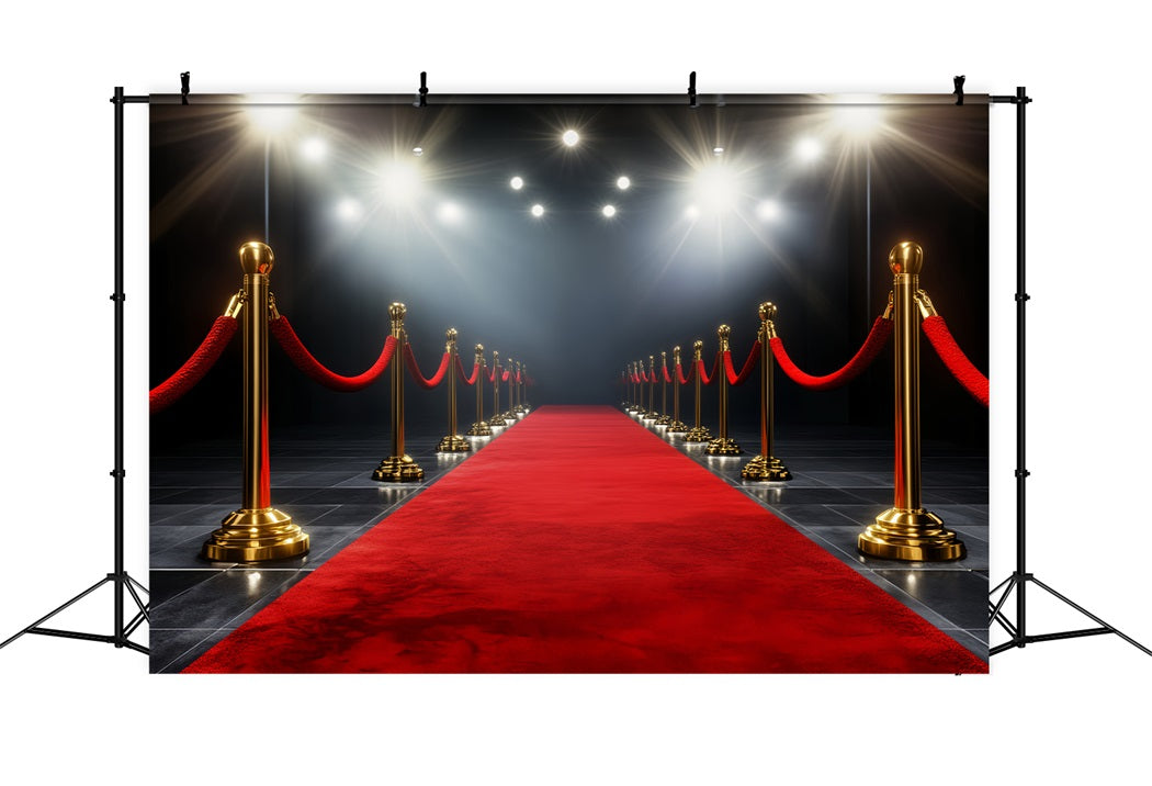 Hollywood Backdrop Golden Aisle Spotlight Glamour Red Carpet Photo Backdrop UK LXX58-313