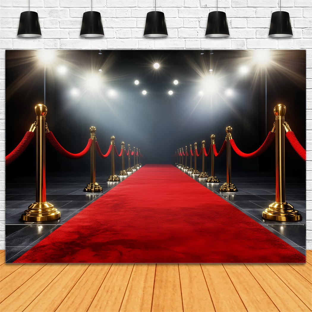 Hollywood Backdrop Golden Aisle Spotlight Glamour Red Carpet Photo Backdrop UK LXX58-313