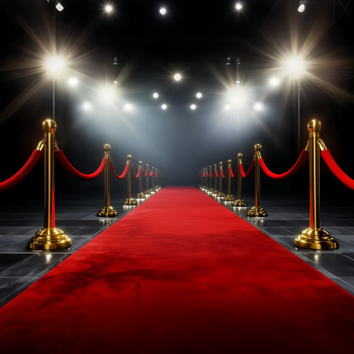 Hollywood Backdrop Golden Aisle Spotlight Glamour Red Carpet Photo Backdrop UK LXX58-313