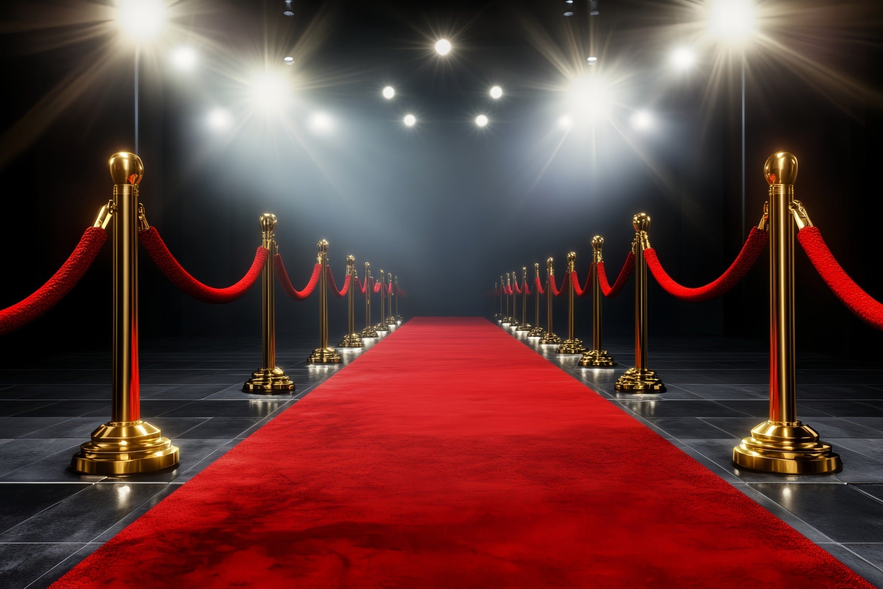 Hollywood Backdrop Golden Aisle Spotlight Glamour Red Carpet Photo Backdrop UK LXX58-313