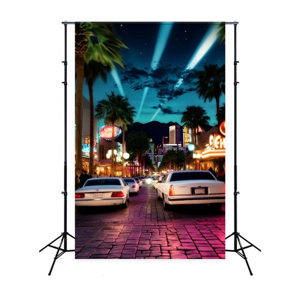 Hollywood Backdrop Limousine Boulevard Neon Lights Red Carpet Backdrop UK LXX58-315