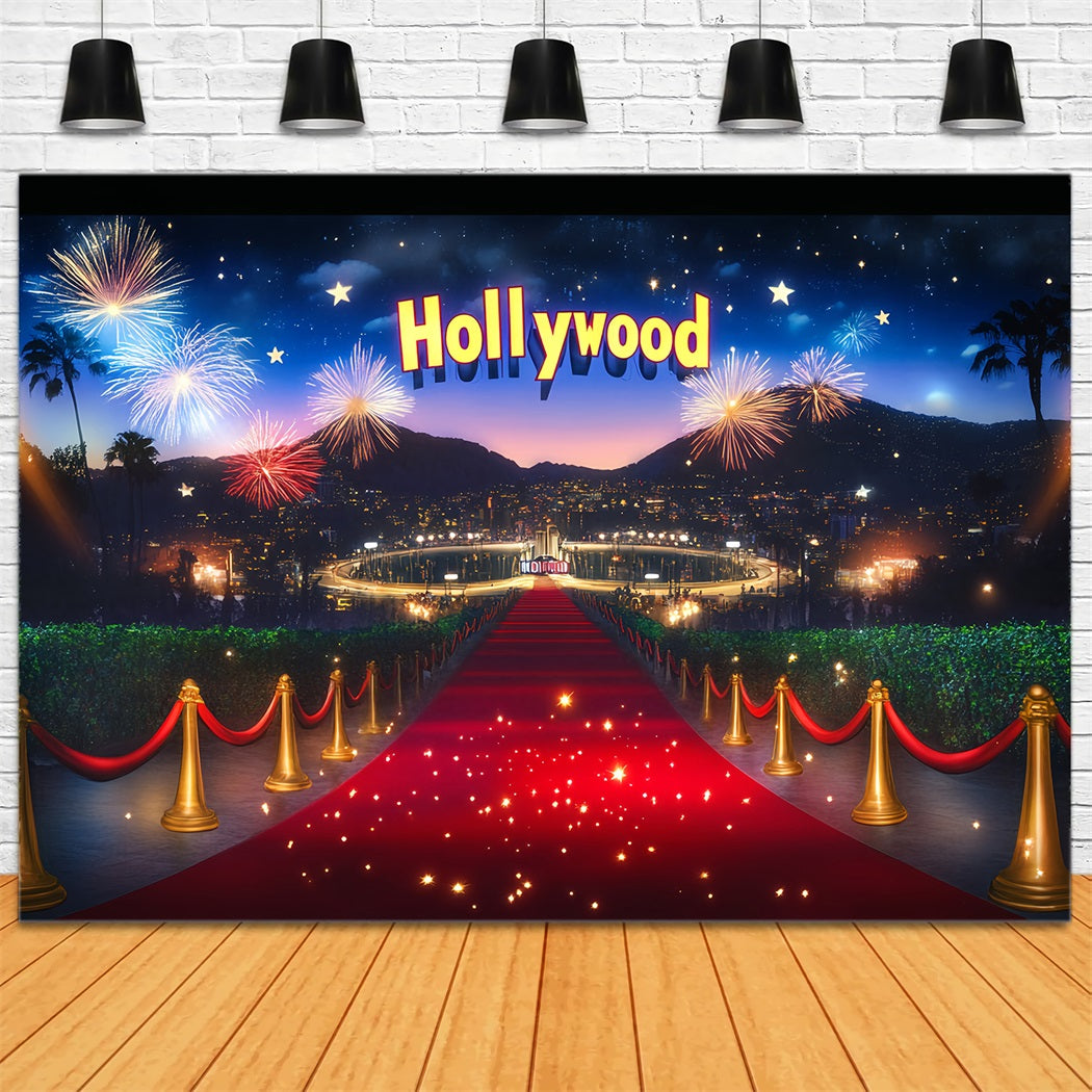 Hollywood Backdrop Hollywood Fireworks Celebration Night Red Carpet Backdrop UK LXX58-316
