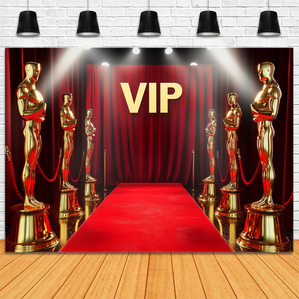 Oscar Red Carpet Backdrop VIP Golden Statue Entrance Stage Backdrop UK LXX58-322