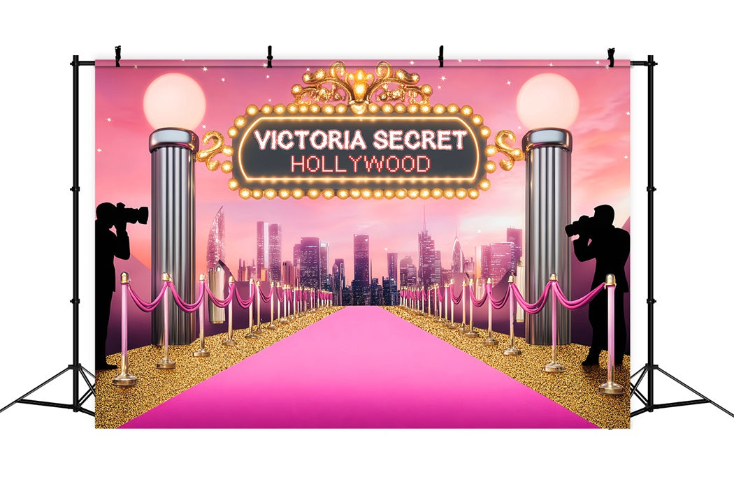 Red Carpet Backdrop Pink Carpet Glamour Lights Hollywood Backdrop UK LXX58-330