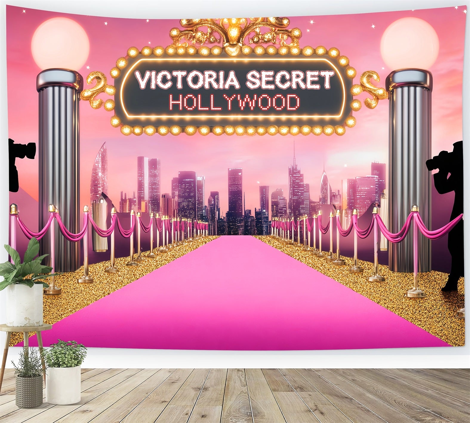 Red Carpet Backdrop Pink Carpet Glamour Lights Hollywood Backdrop UK LXX58-330