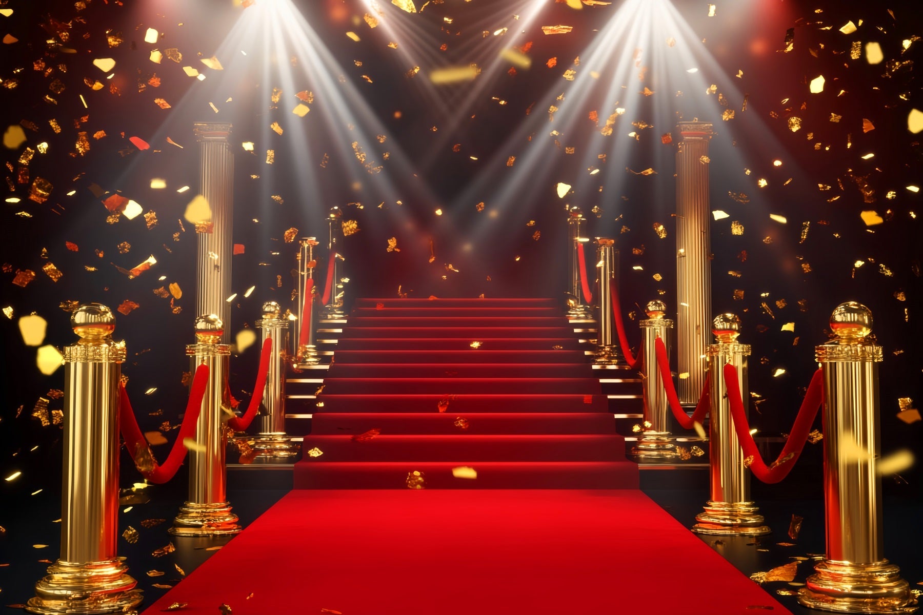 Red Carpet Backdrop Golden Column Glittering Stairway Stage Backdrop UK LXX58-331