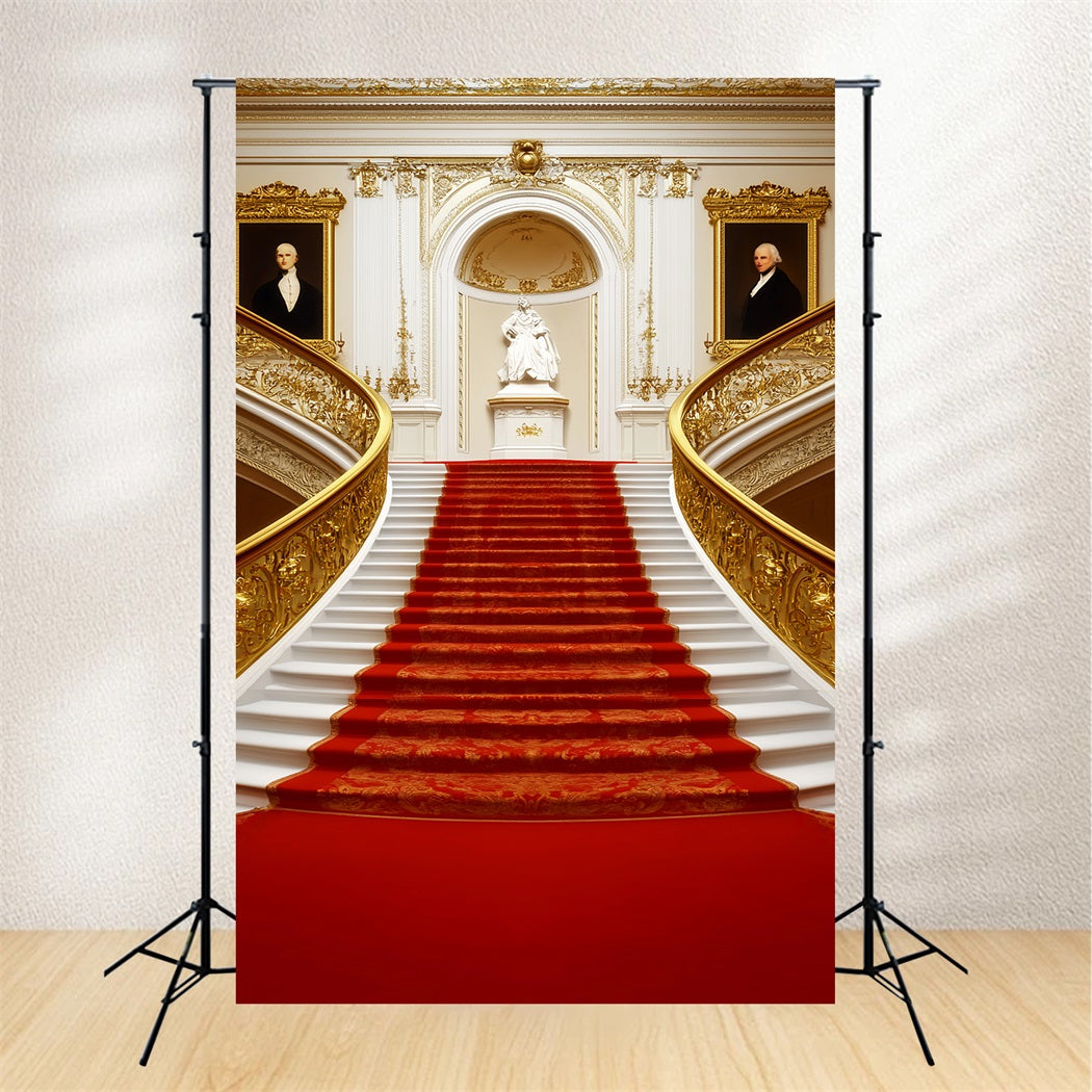 Red Carpet Backdrop Classic Regal Statue Staircase Stage Backdrop UK LXX58-335