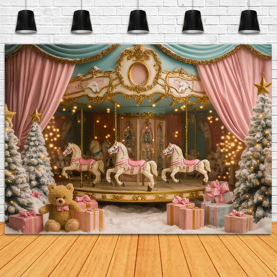 Newborn Backdrop Carousel Horses Winter Wonderland Newborn Photography Backdrops UK LXX58-343