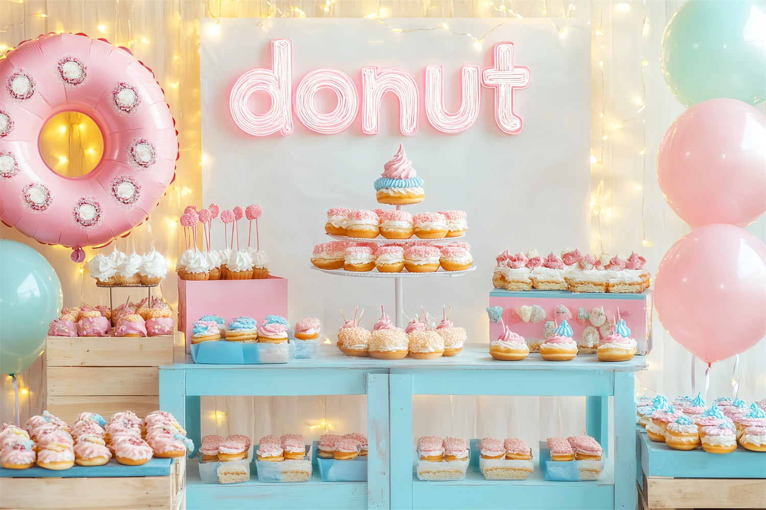 Newborn Backdrop Colorful Donuts Dessert Table Newborn Photo Backdrop UK LXX58-346