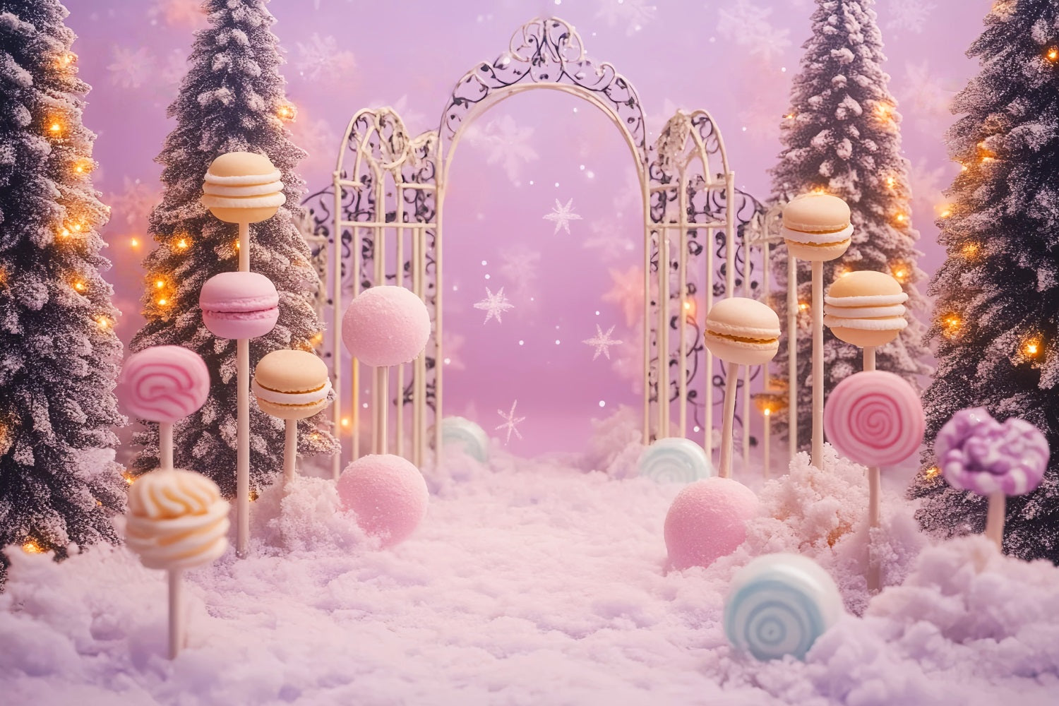 Newborn Backdrop Candy Wonderland Snowy Forest Newborn Photoshoot Backdrop UK LXX58-347