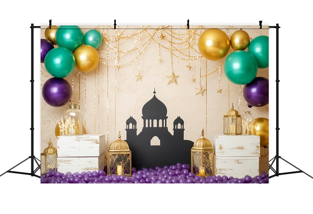 Newborn Backdrop Golden Lanterns Palace Balloons Kids Photo Backdrop UK LXX58-349