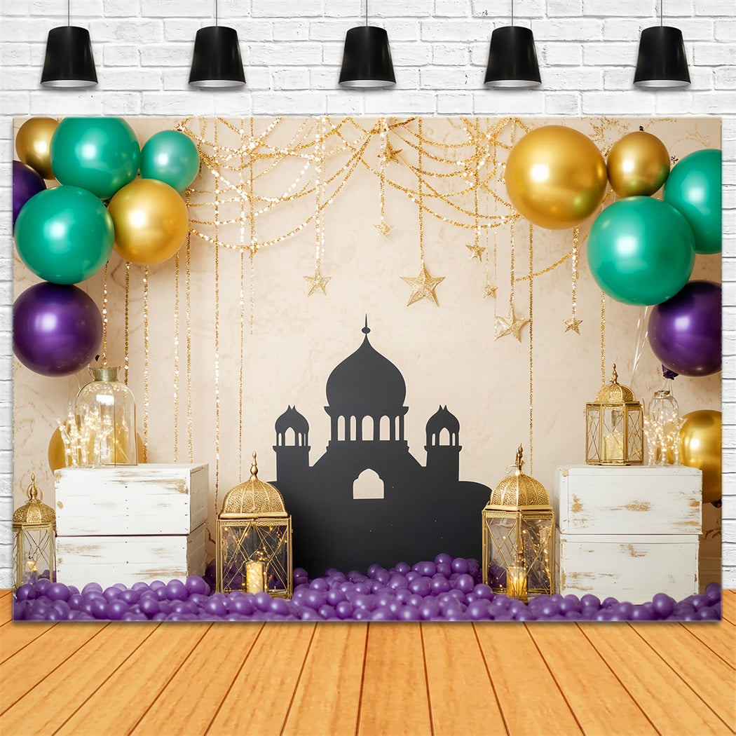 Newborn Backdrop Golden Lanterns Palace Balloons Kids Photo Backdrop UK LXX58-349