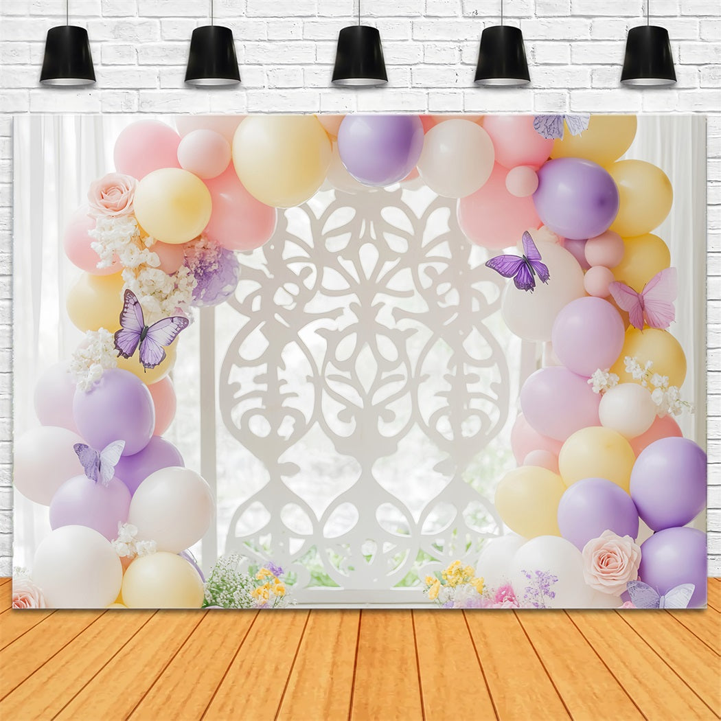 Newborn Backdrop Butterfly Pastel Balloon Arch Kids Backdrops UK LXX58-350