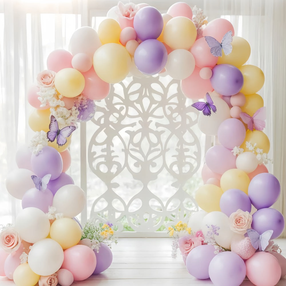 Newborn Backdrop Butterfly Pastel Balloon Arch Kids Backdrops UK LXX58-350