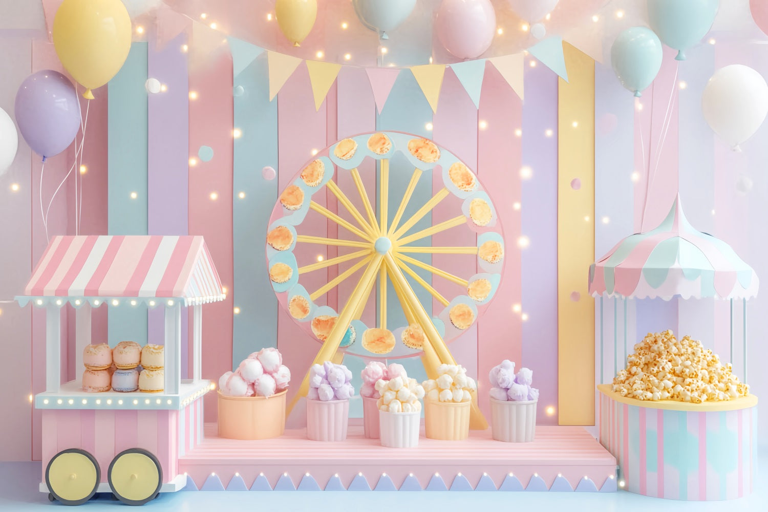 Newborn Backdrop Pastel Carnival Ferris Wheel Children Backdrops UK LXX58-352