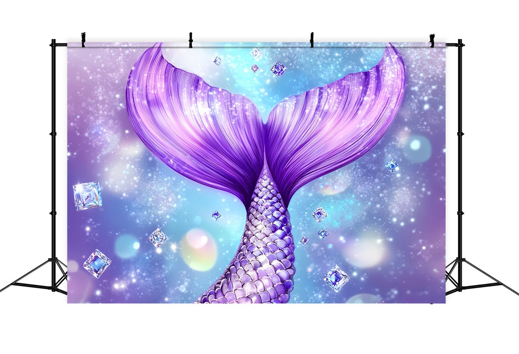 Newborn Backdrop Purple Mermaid Sparkling Tail Kids Backdrops UK LXX58-359