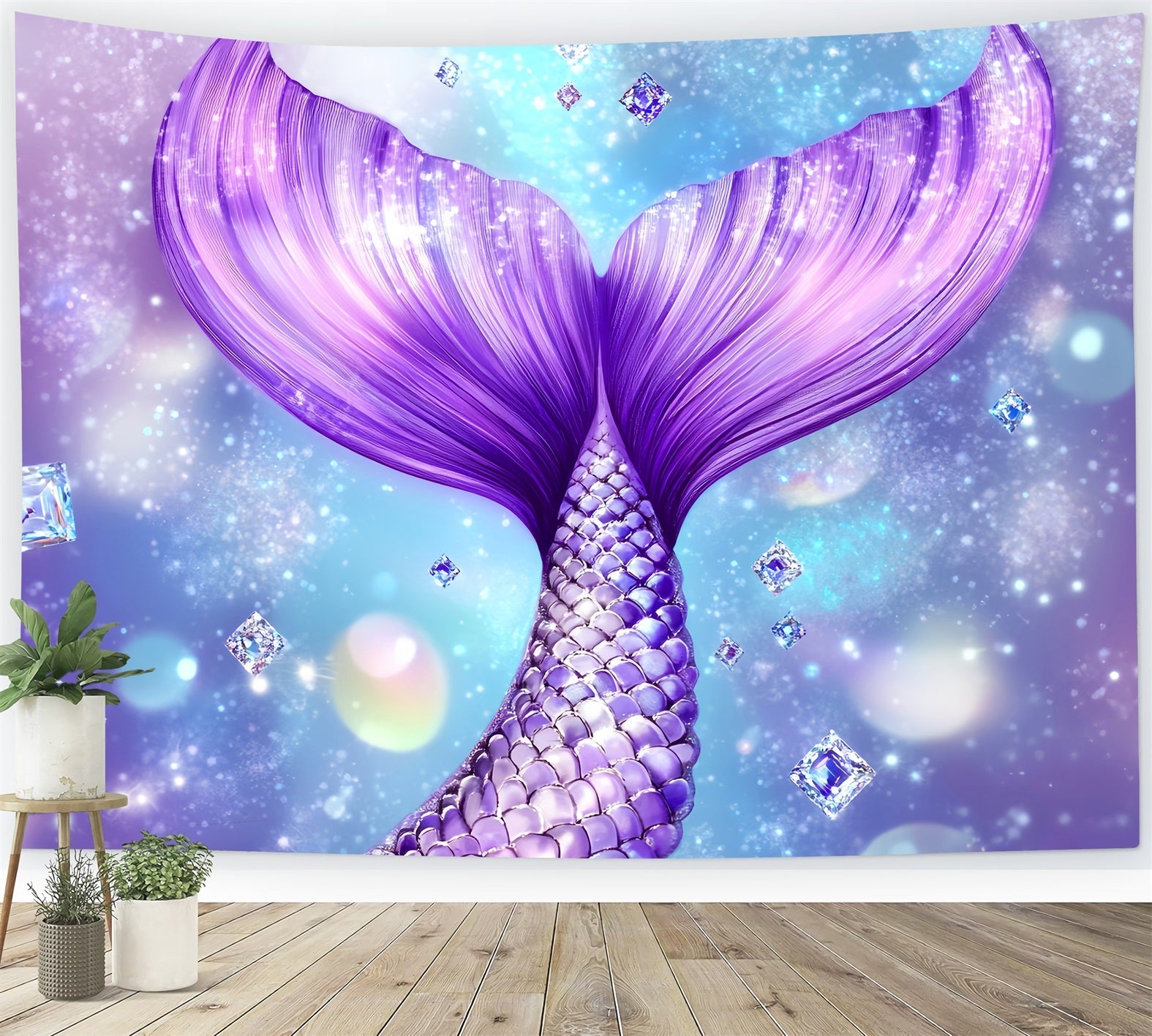 Newborn Backdrop Purple Mermaid Sparkling Tail Kids Backdrops UK LXX58-359