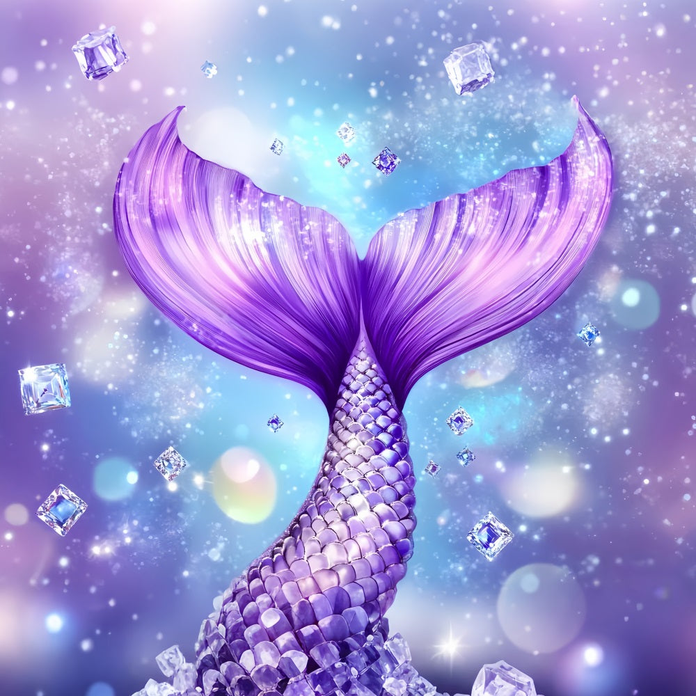 Newborn Backdrop Purple Mermaid Sparkling Tail Kids Backdrops UK LXX58-359