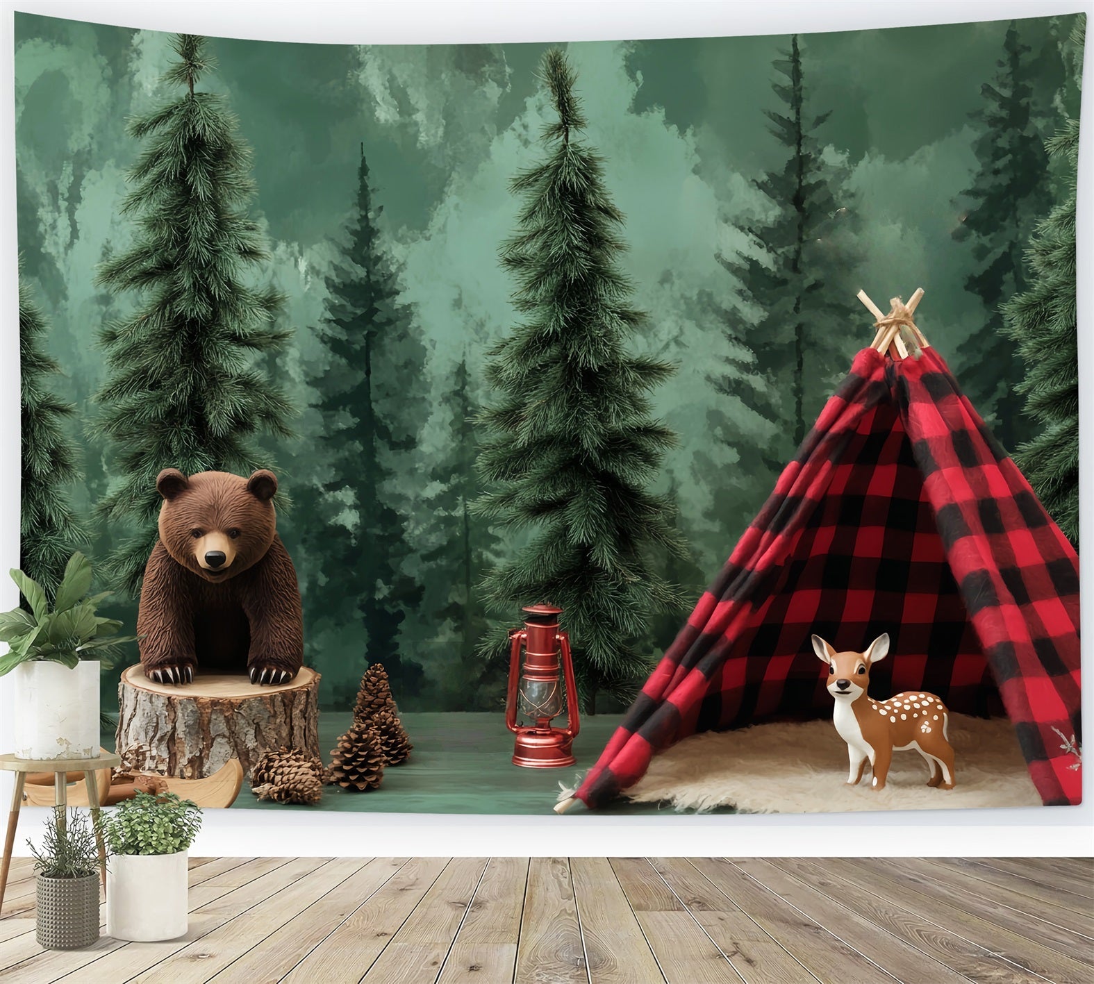 Newborn Backdrop Forest Bear Tent Adventure Photography Backdrops For Kids UK LXX58-360