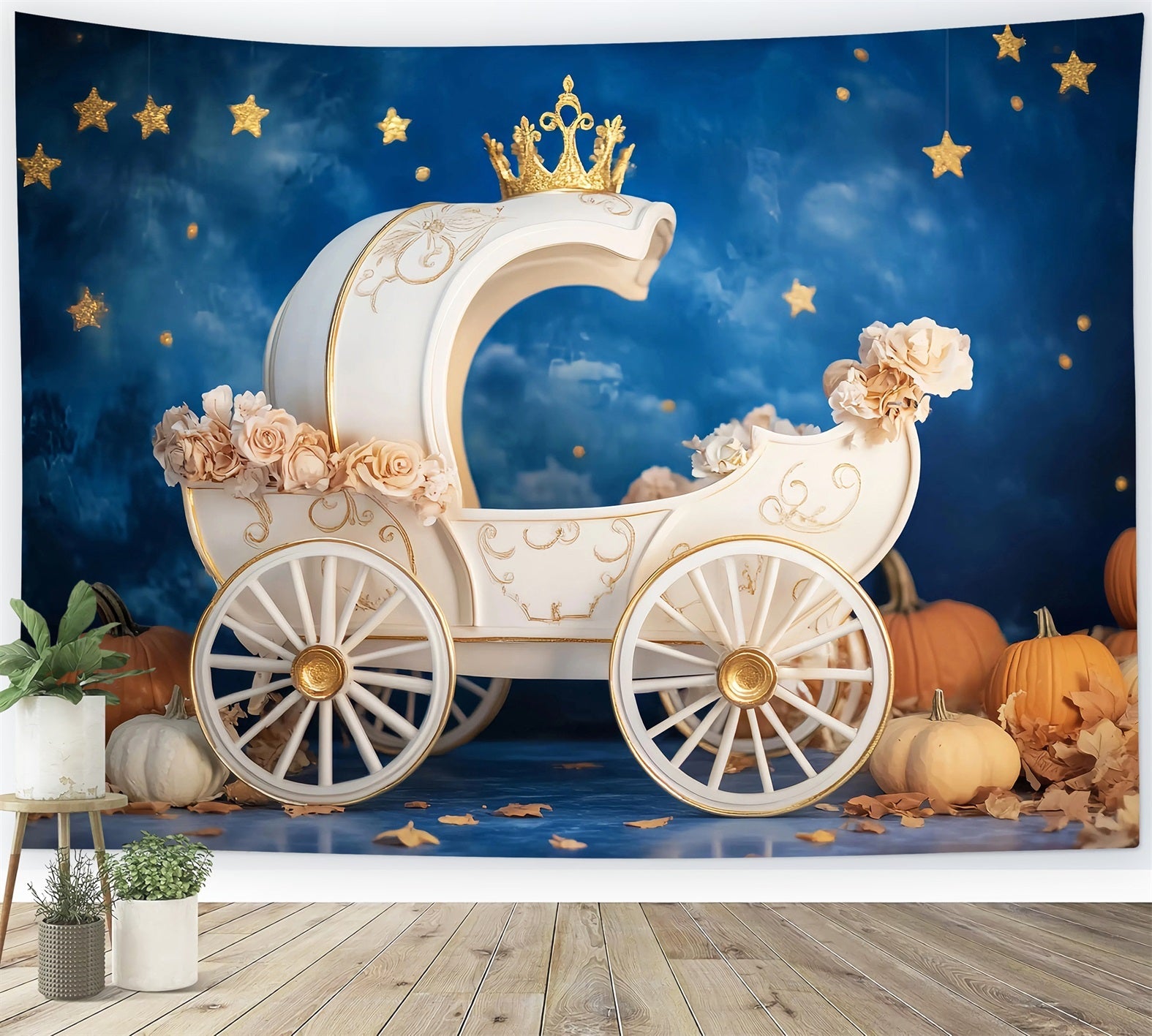 Newborn Backdrop Royal Pumpkin Carriage Night Children Backdrops UK LXX58-361