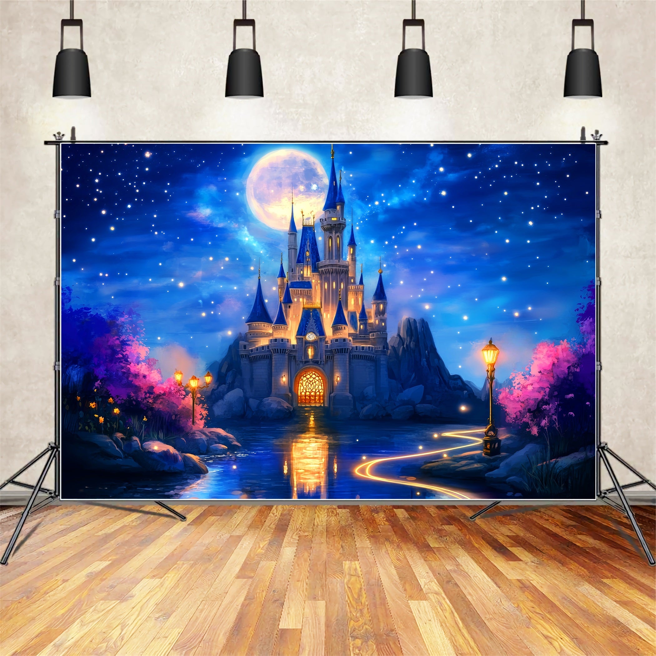 Castle Backdrop Starry Night Fantasy Castle Newborn Photoshoot Backdrop UK LXX58-368