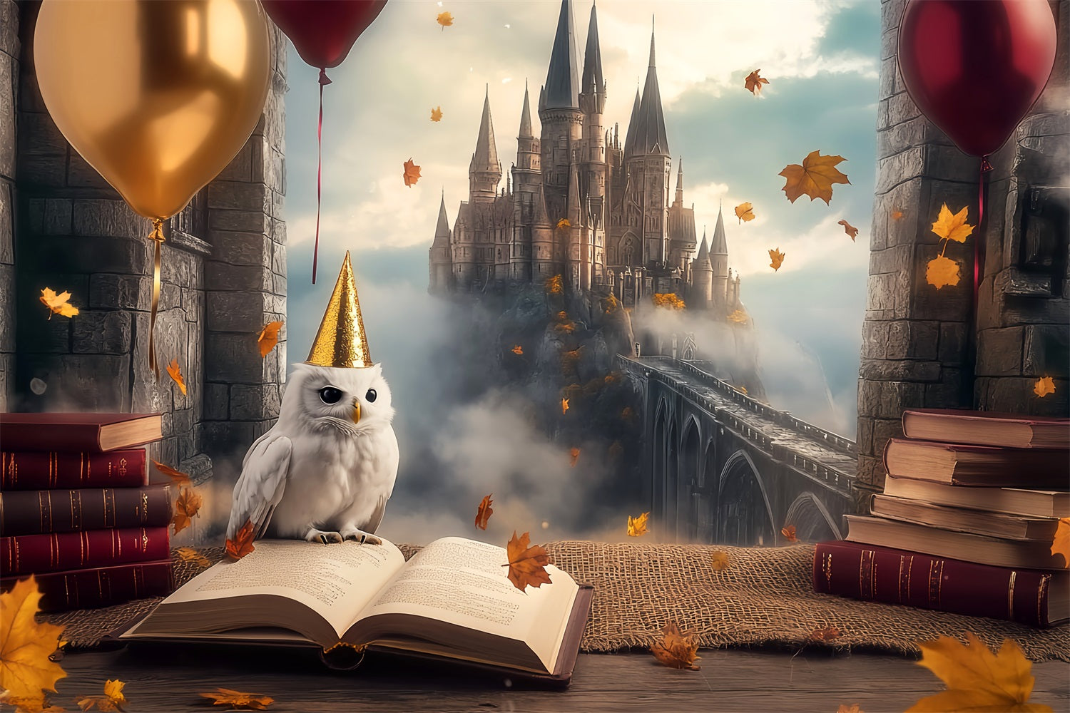 Castle Backdrop Autumn Owl Magic Castle Kids Backdrop UK LXX58-369