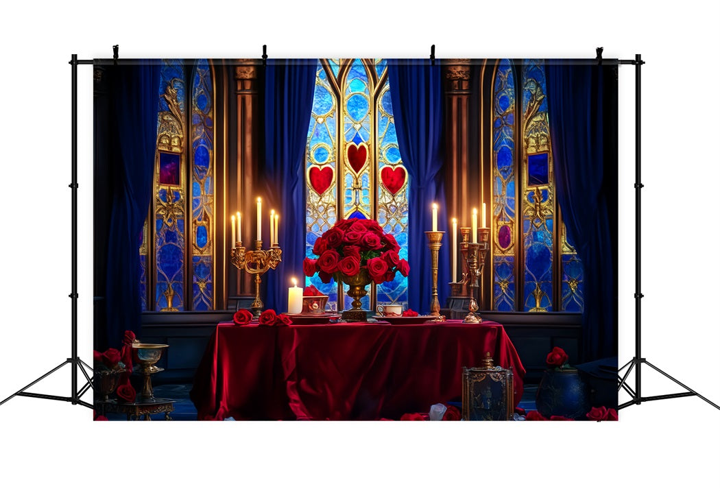 Castle Backdrop Romantic Candlelit Rose Table Kids Photo Backdrop UK LXX58-370