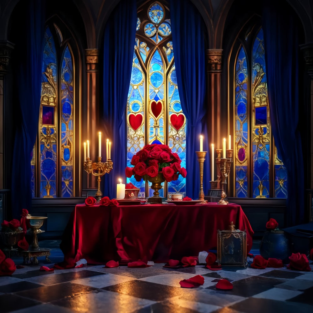 Castle Backdrop Romantic Candlelit Rose Table Kids Photo Backdrop UK LXX58-370