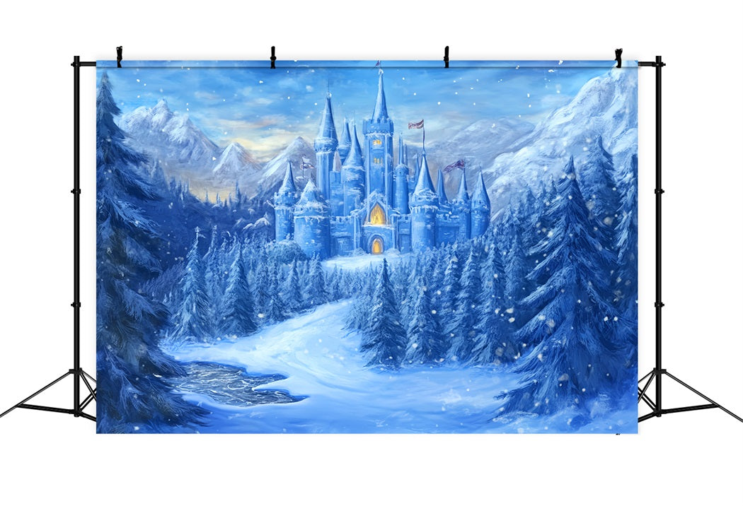 Castle Backdrop Enchanted Winter Castle Wonderland Photography Backdrops For Kids UK LXX58-372