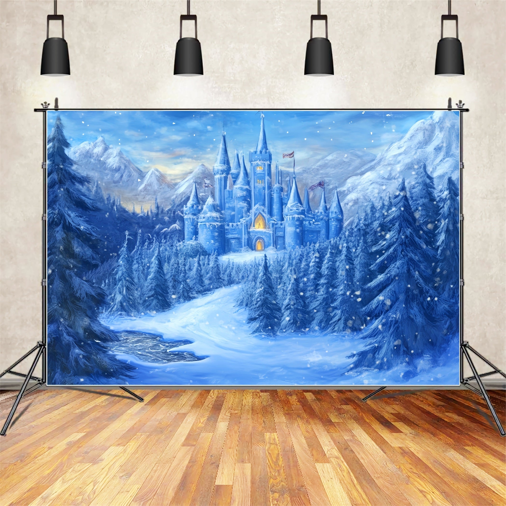 Castle Backdrop Enchanted Winter Castle Wonderland Photography Backdrops For Kids UK LXX58-372