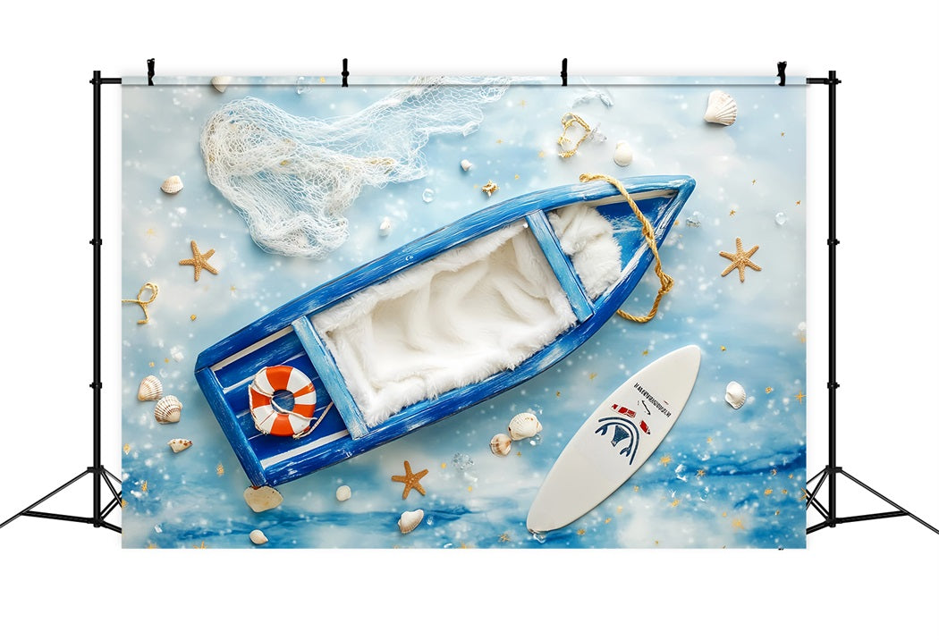 Newborn Backdrop Blue Boat Nautical Elements Newborn Photography Backdrops UK LXX58-377