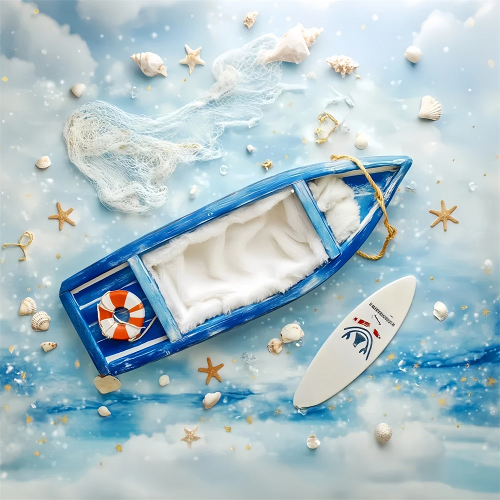 Newborn Backdrop Blue Boat Nautical Elements Newborn Photography Backdrops UK LXX58-377