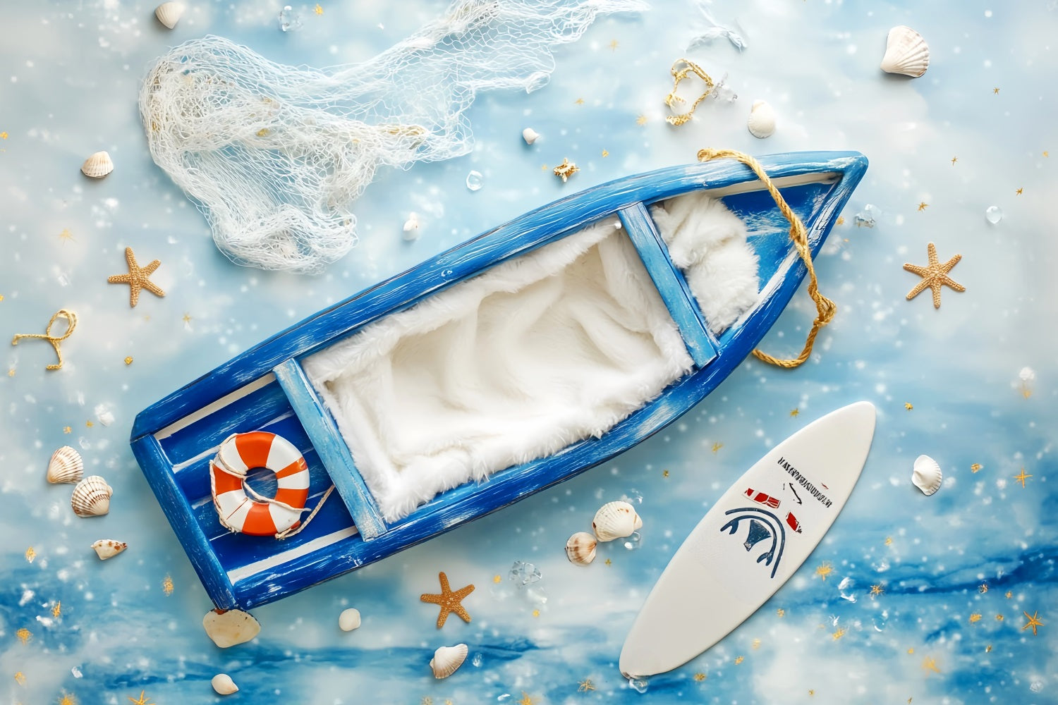 Newborn Backdrop Blue Boat Nautical Elements Newborn Photography Backdrops UK LXX58-377