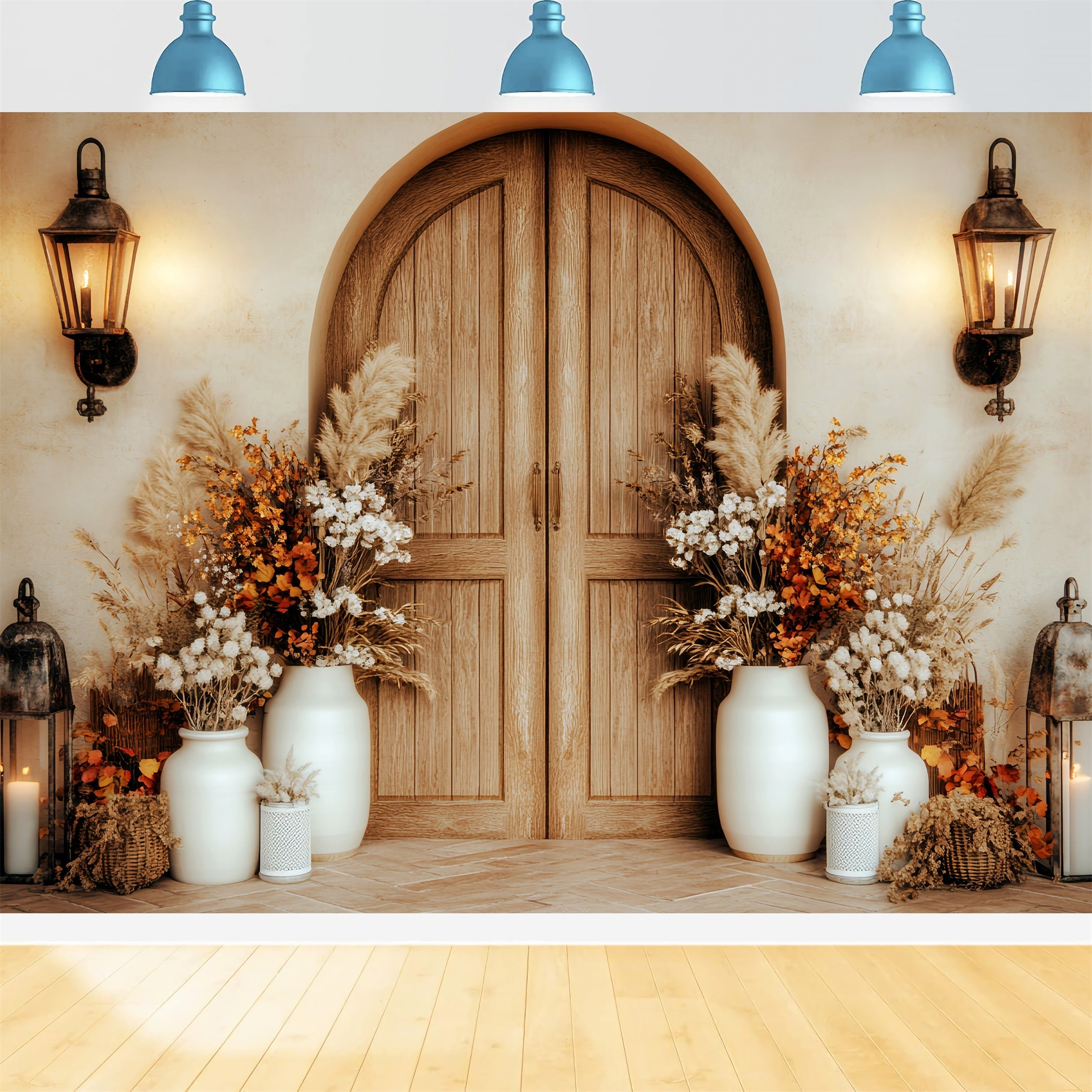Newborn Backdrop Rustic Wooden Door Florals Newborn Photography Backdrop UK LXX58-378